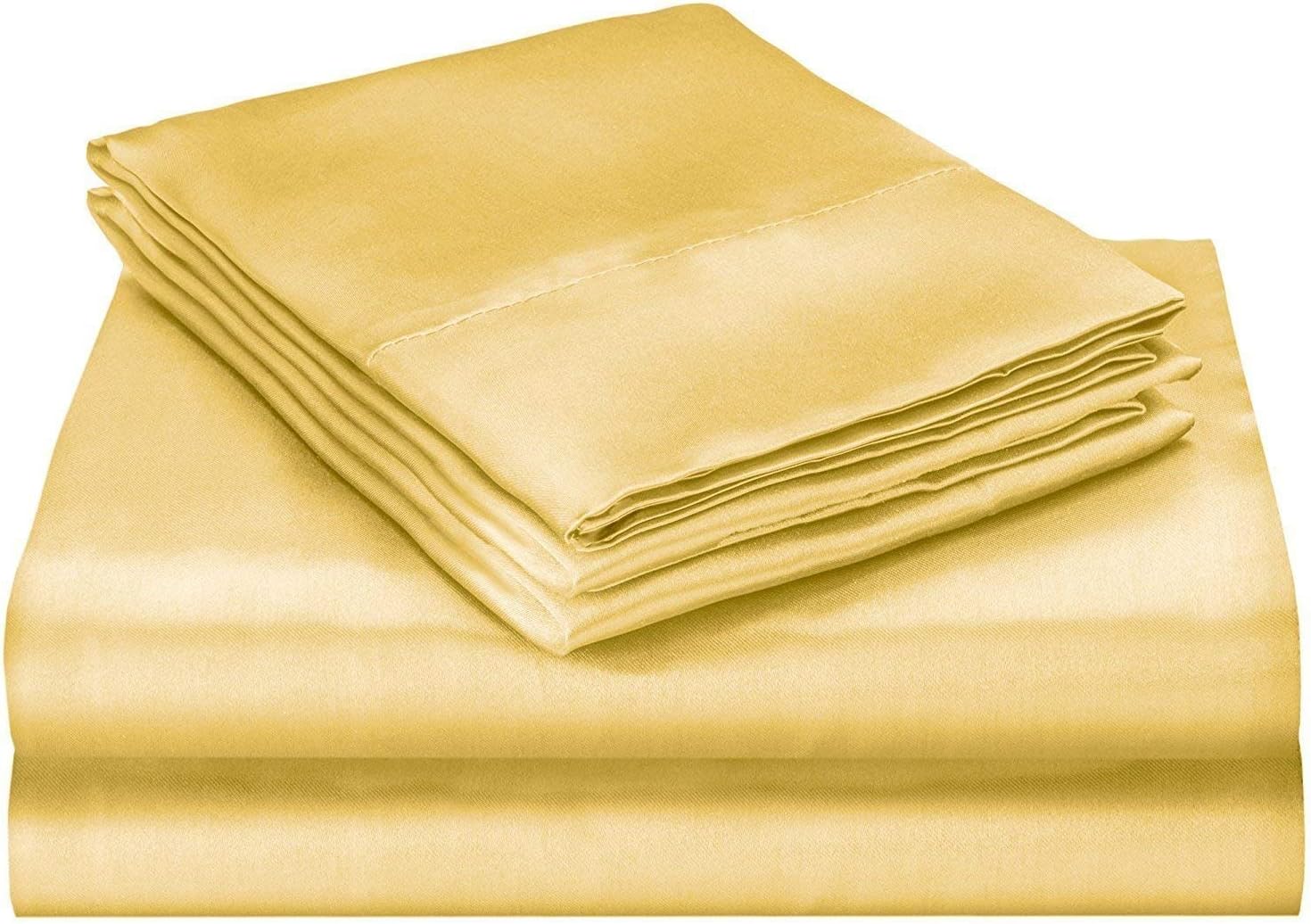 100% Mulberry Silk Sheet Set - 22 Momme Grade 6A, 16-18 Inch Deep Pocket, Luxurious Bed Sheets for Ultimate Comfort,Twin/Twin XL-Gold