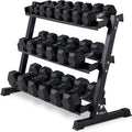 REP FITNESS 5 to 50 Ergo Dumbbell Set with Matte Black 3-tier Dumbbell Rack
