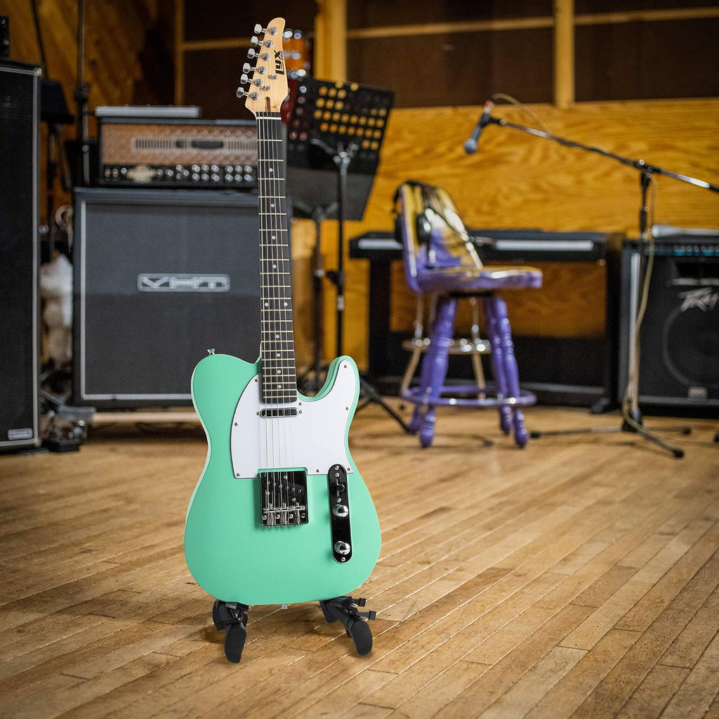 LyxPro 39' Electric Guitar TL Series, Full-Size Paulownia Wood Body, 3-Ply Pickguard, C-Shape Neck, Ashtray Bridge, Quality Gear Tuners, 3-Way Switch & Volume/Tone Controls, 2 Picks Included, Green