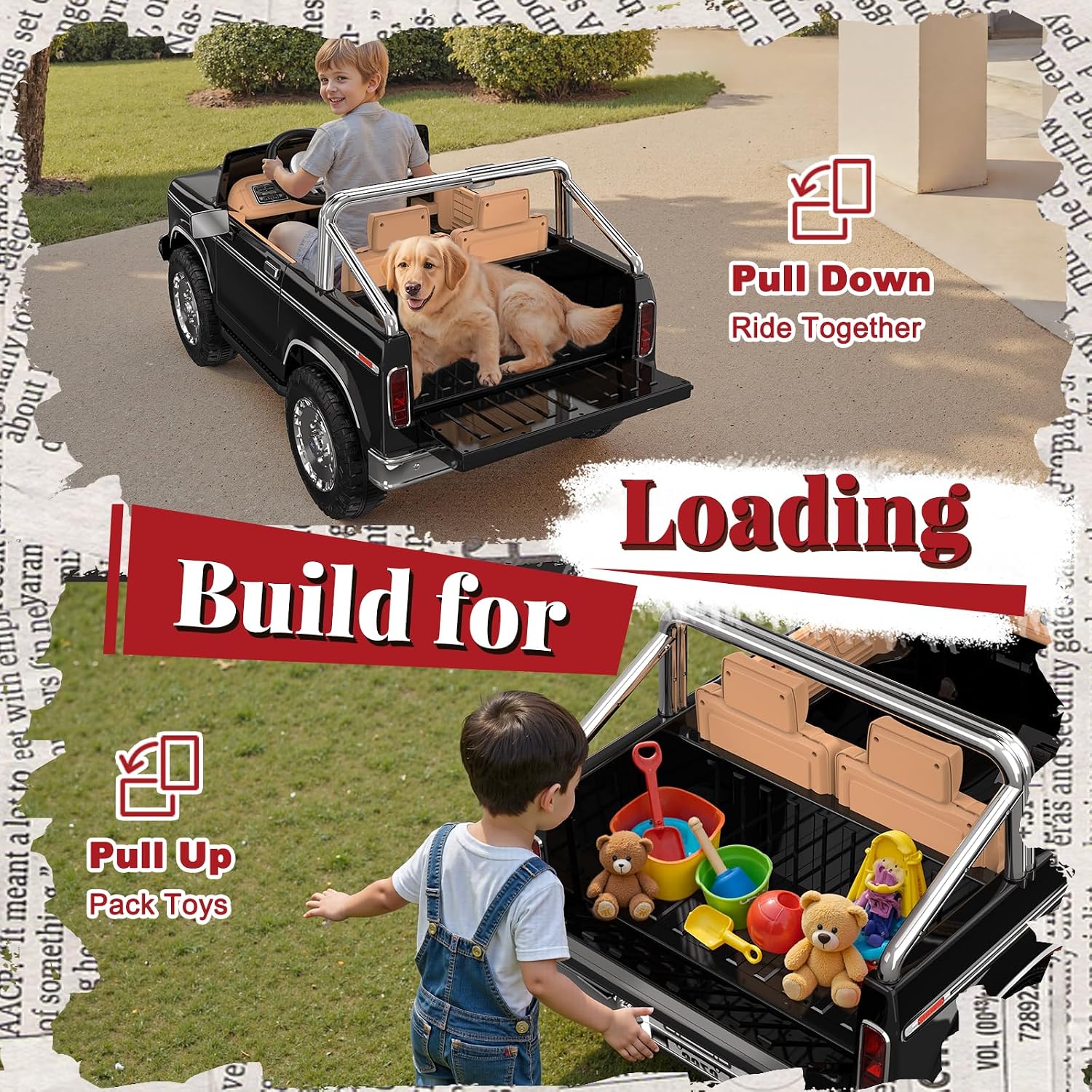 ANPABO Licensed Ford F-150 24V 2 Seater Ride on Car for Kids, 4x100W Motors for All-Terrain Electric Car with Parental Remote, Retro Style, 3-Speeds, Large Storage Box, Music Player, Aged 3-8, Black