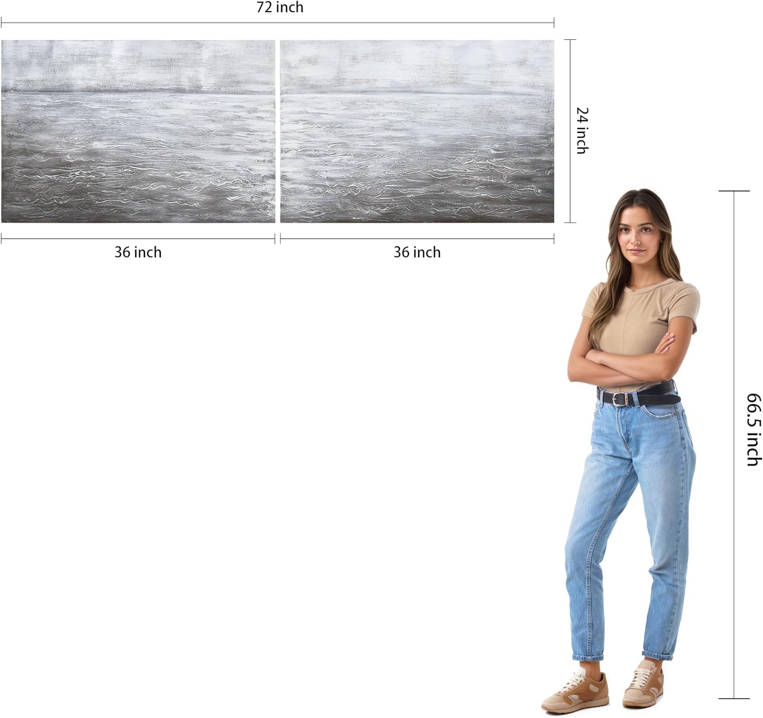 Empire Art Direct Abstract Wall Art Textured Hand Painted Canvas by Martin Edwards, Diptych, 24' x 36' each, Silver Light
