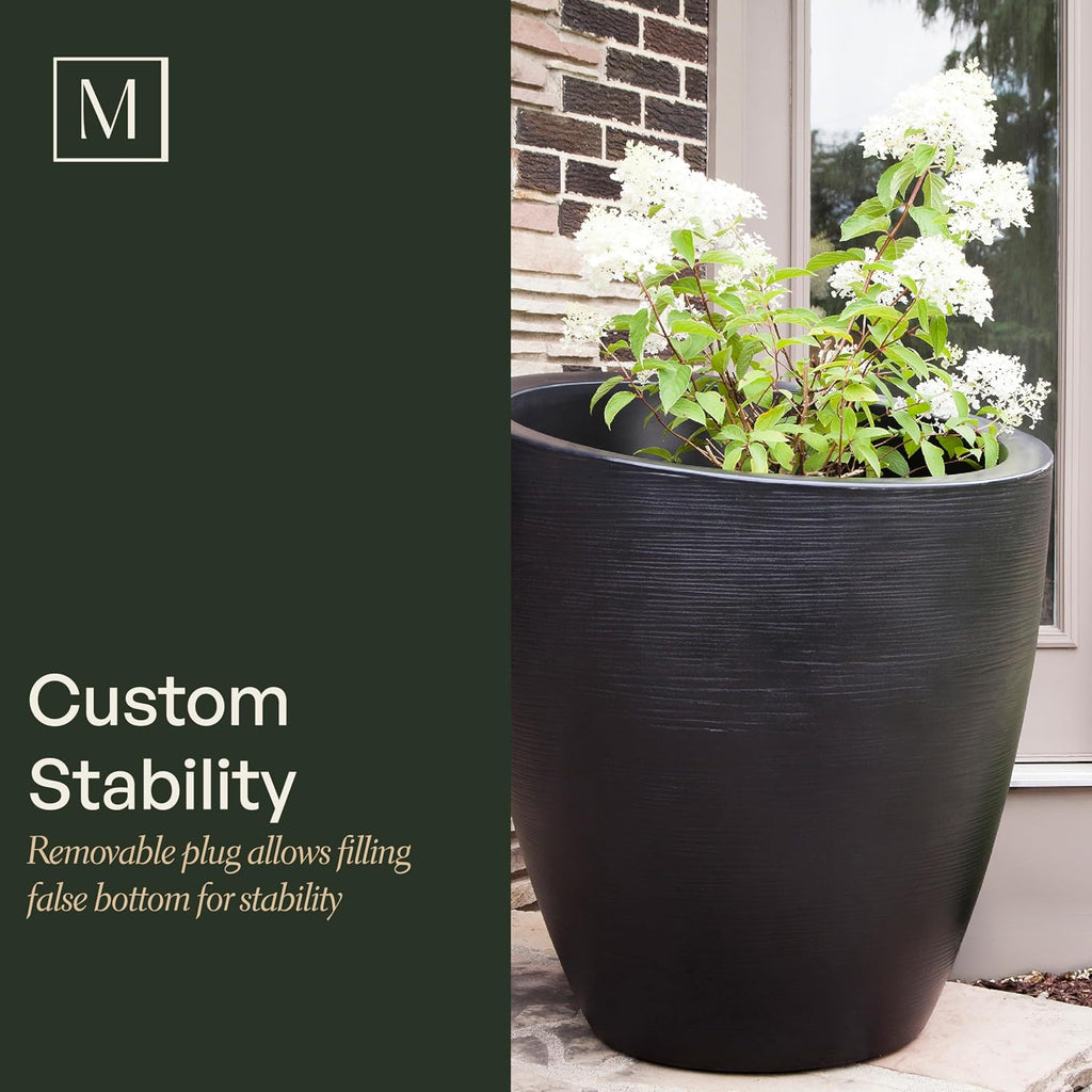 Round Mayne Planter with Sloped Top and Textured Finish