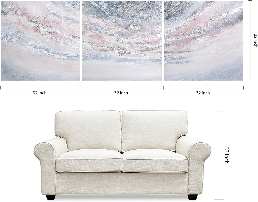 Empire Art Direct Abstract Wall Art Textured Hand Painted Canvas by Martin Edwards, Triptych, 32' x 32' each, Heavens 1