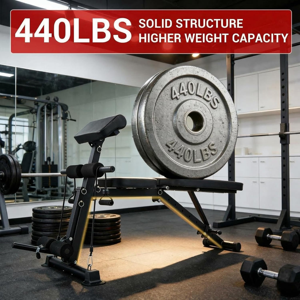 Adjustable Weight Bench, Foldable Flat Incline Decline Workout Bench & All-in-One Home Gym Training Station, Multi-Style & Weight Capacity Optional for Full Body Strength Training