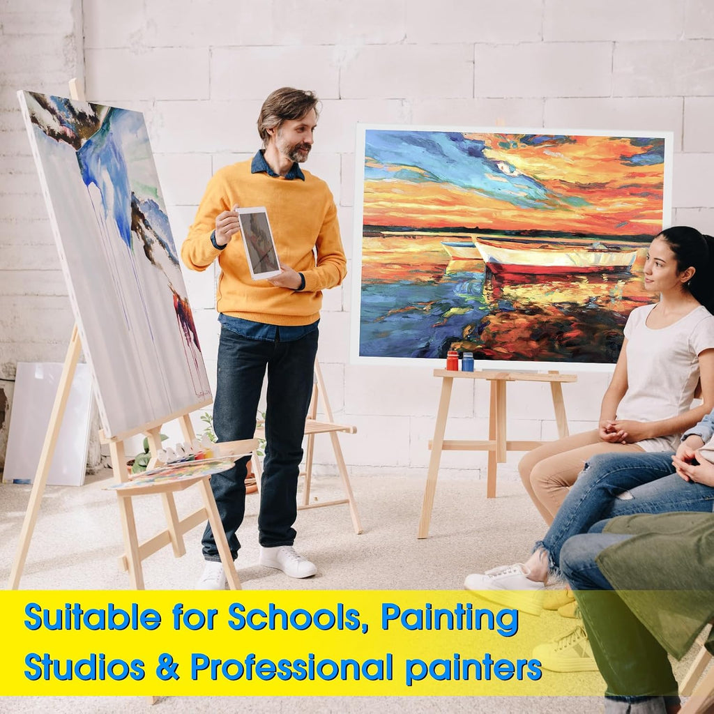 Sherr 6 Pcs 48 x 36 Inch Large Canvas for Painting Cotton Stretched Canvas Blank White Canvases Triple Primed Painting Profile Blank for Watercolor Acrylics Oil