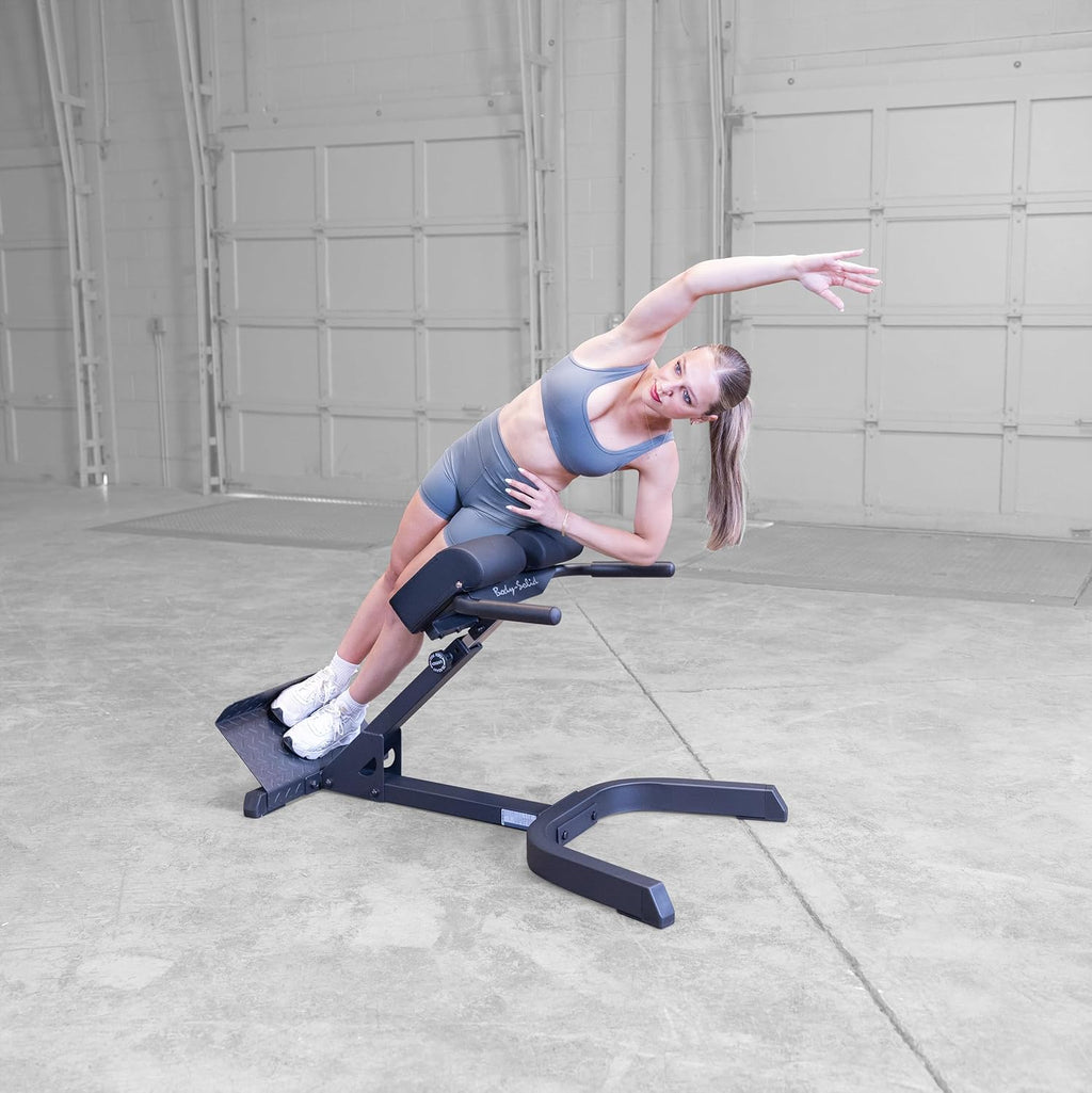 Body-Solid (GHYP345B) 45 Degree Hyperextension Bench - Adjustable Back & Abdominal Exercise Machine with Thick Support Pads for Home and Commercial Gym, Black