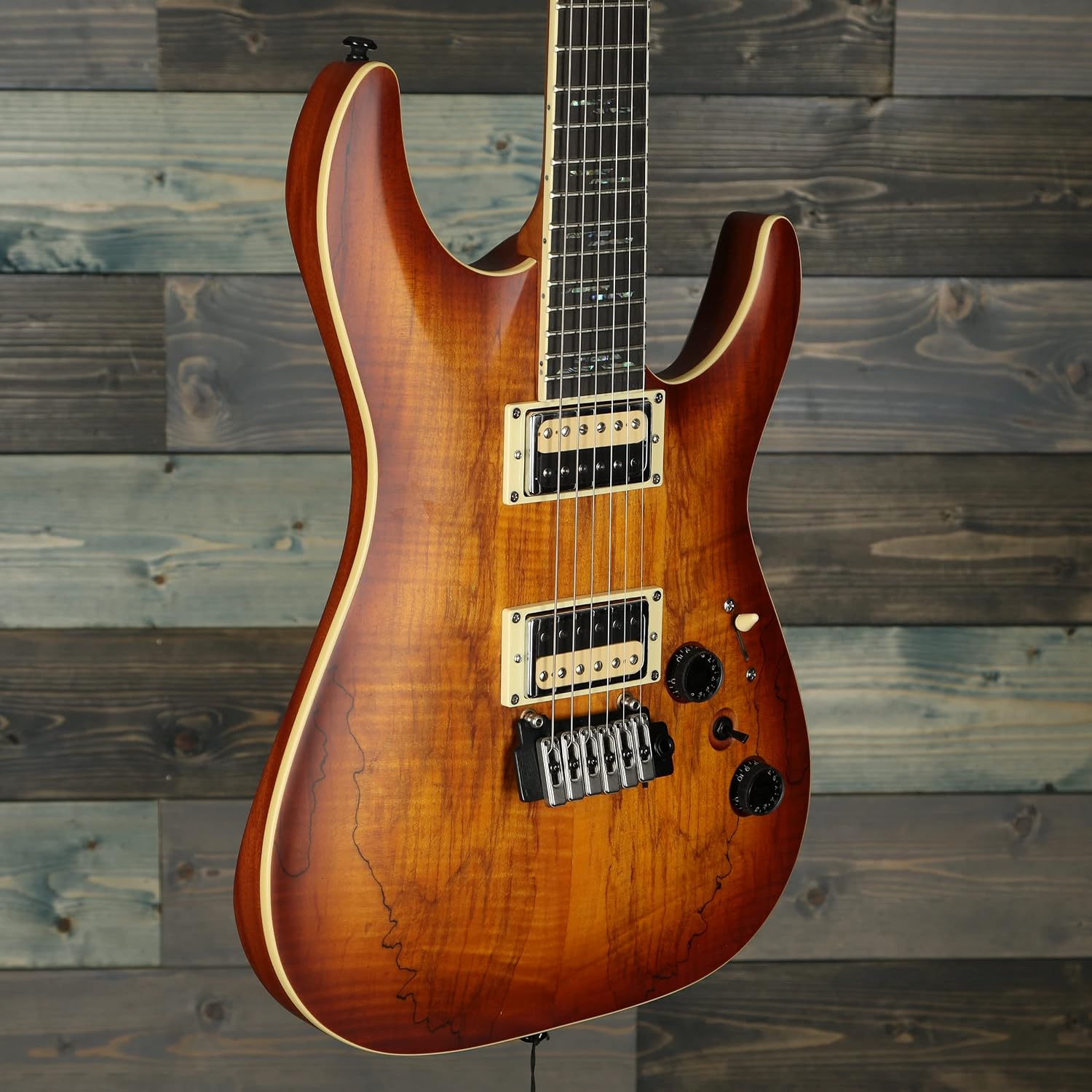 Schecter C-1 Exotic Spalted Maple Electric Guitar - Satin Natural Vintage Burst
