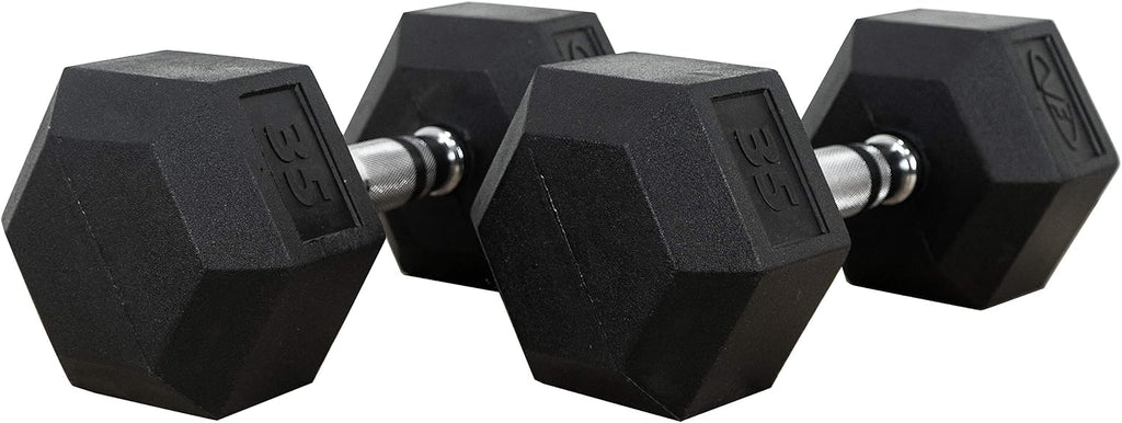 Valor Fitness Rubber Hex Dumbbell Free Weights for Home Gym Workout Equipment for Strength Training