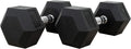 Valor Fitness Rubber Hex Dumbbell Free Weights for Home Gym Workout Equipment for Strength Training