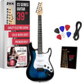 LyxPro CS 39' Electric Guitar Kit for Beginner, Intermediate & Pro Players with Guitar, Amp Cable, 6 Picks & Learner's Guide | Solid Wood Body, Volume/Tone Controls, 5-Way Pickup - Blue