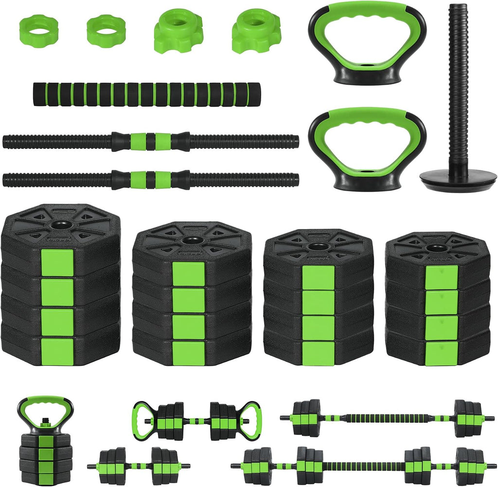 TROPOW 88lbs Adjustable Dumbbells Set, 4 in1 Free Weight Dumbbell Set of 2 Used as Barbell,Kettlebells,Fitness Exercises for Home Gym Suitable Men/Women