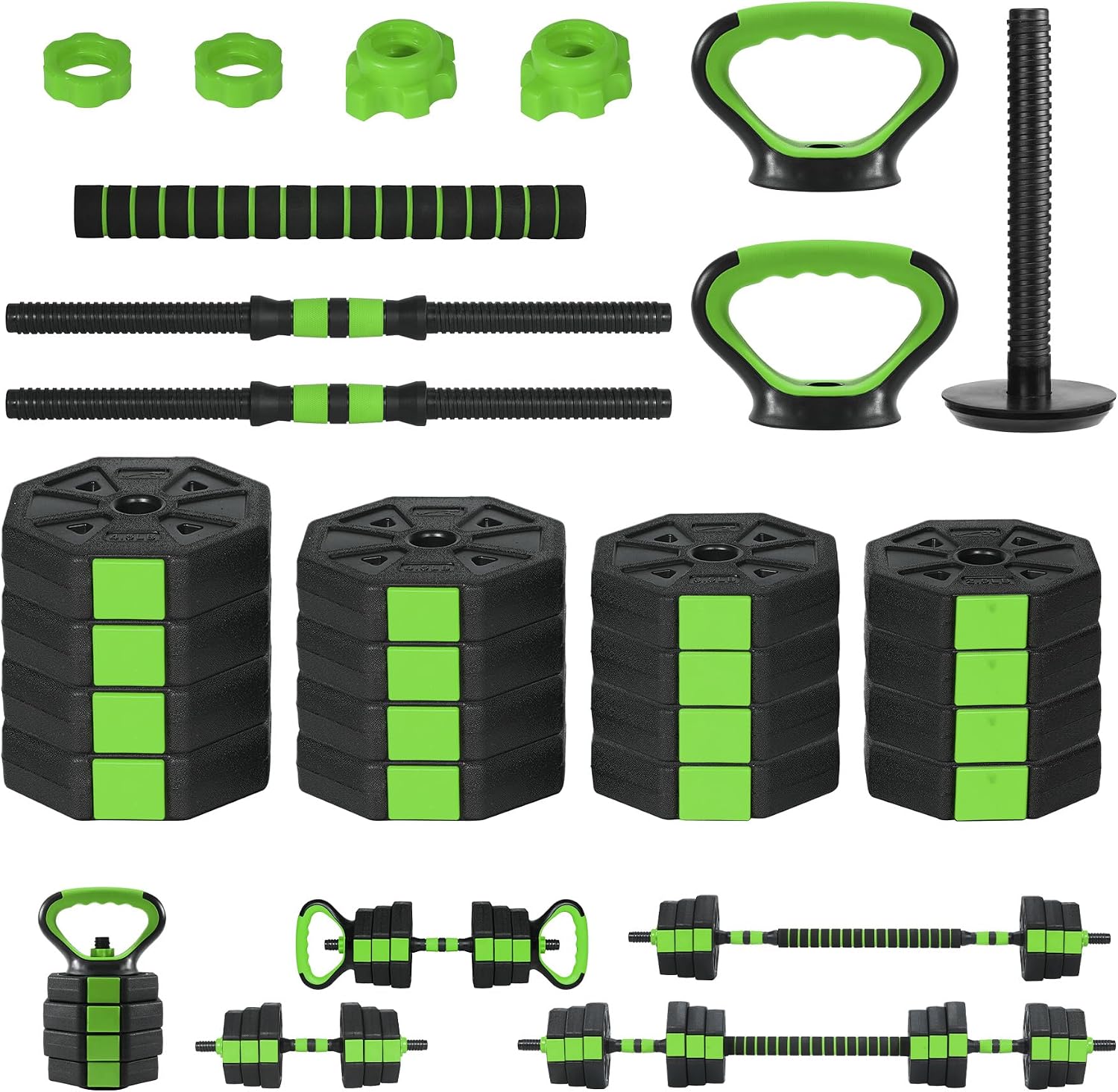 TROPOW 88lbs Adjustable Dumbbells Set, 4 in1 Free Weight Dumbbell Set of 2 Used as Barbell,Kettlebells,Fitness Exercises for Home Gym Suitable Men/Women