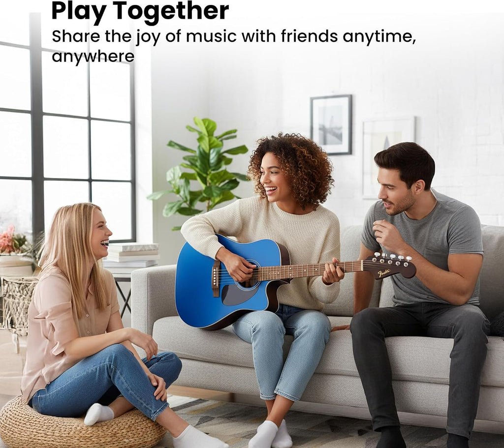 Fender California Redondo CE Acoustic-Electric Guitar - Saphire Blue Bundle with Gig Bag, Strings, Picks, and Austin Bazaar Instructional DVD