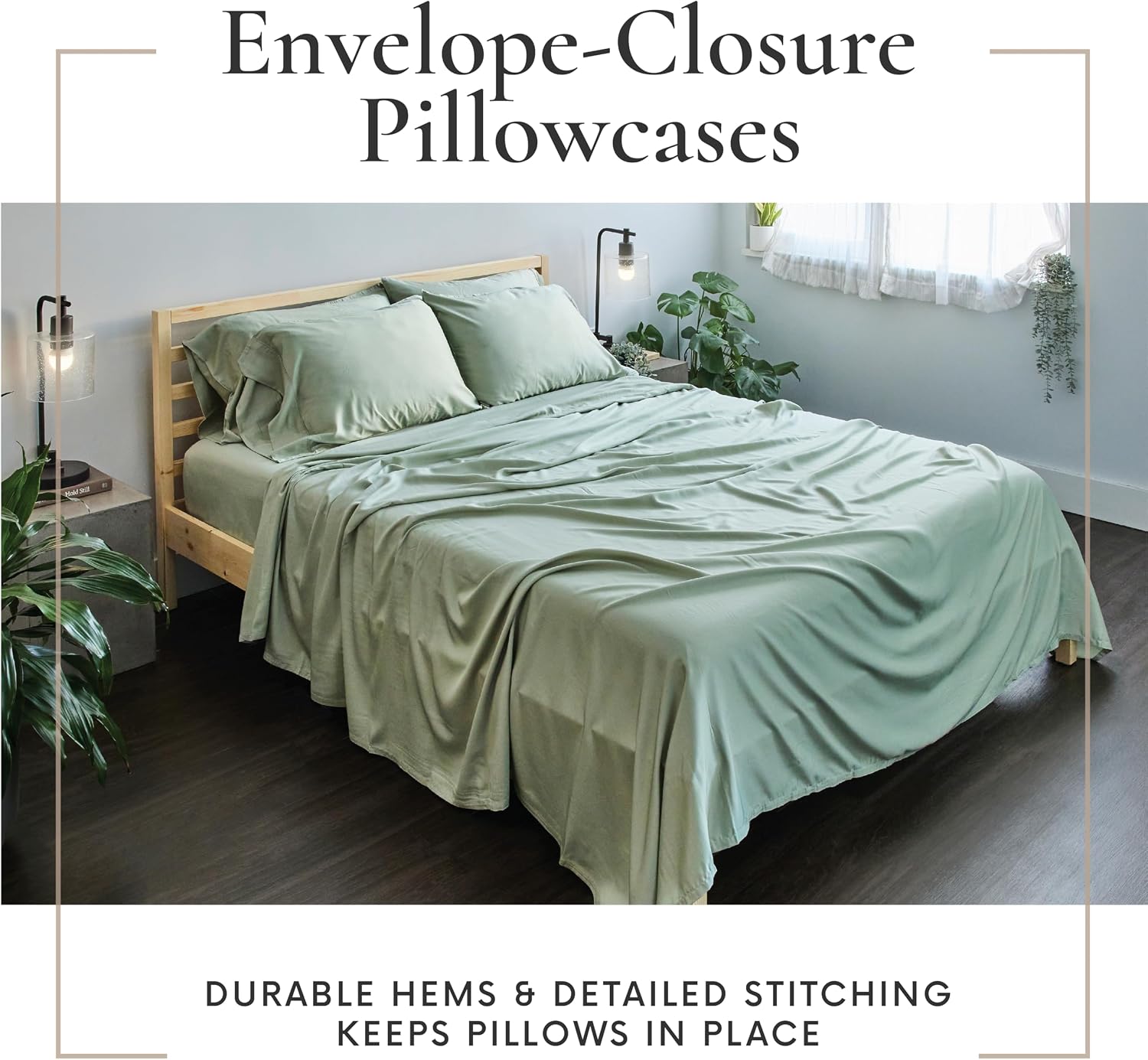 Bamboo Bay 6 Piece Full Size Sheet Set, 100% Viscose Made from Bamboo, Breathable, Ultra Soft Cooling Bed Sheets for Hot Sleepers, Beddings with Deep Pockets Fit 16' Mattress, Sage Green