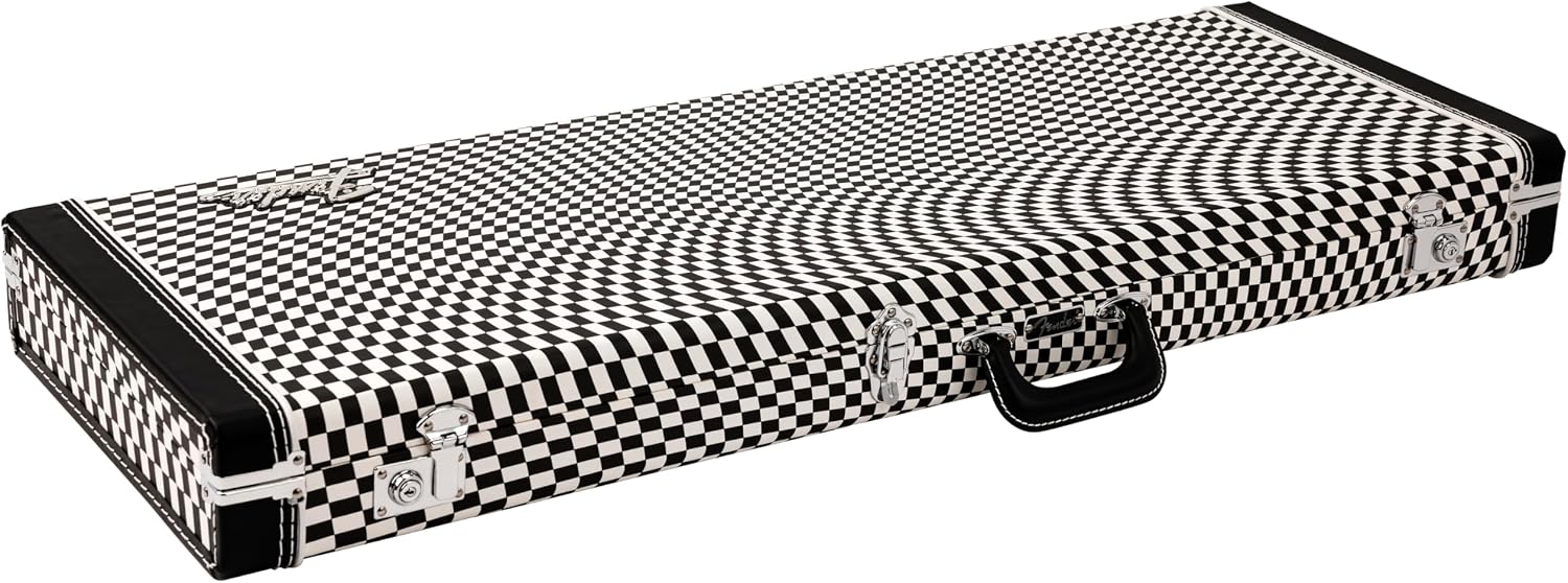 Fender Classic Series Hardshell Wood Electric Guitar Case, Stratocaster/Telecaster, Wavy Checkerboard