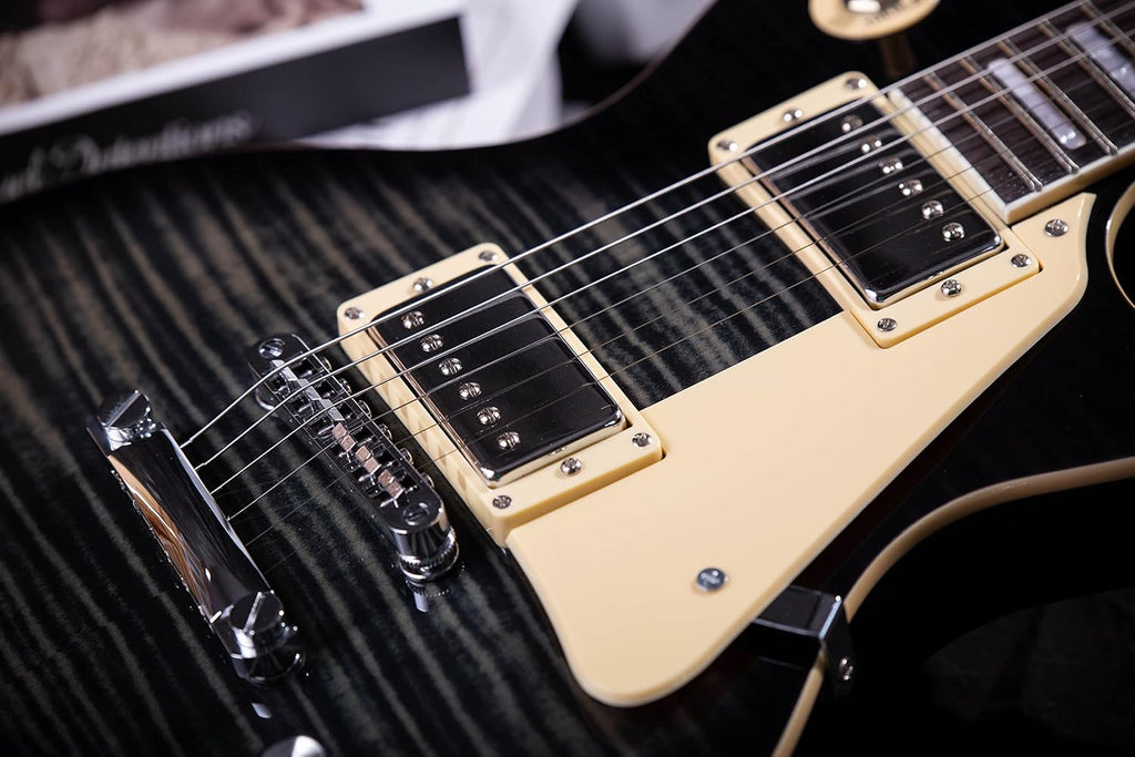 Grote Electric Guitar Solid Body LPYS-006 Maple Neck, Stainless Steel Frets, Ideal for All Levels, with Gigbag(Black)
