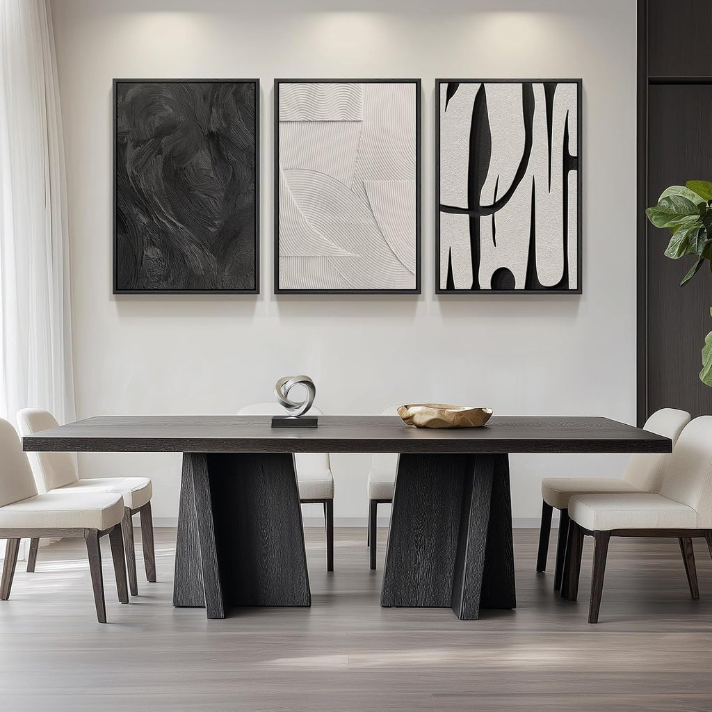 Large Framed Black and White Abstract Wall Art for Living Room, 3 Piece Big Modern Canvas Prints Paintings Artwork for Walls, Minimalist Abstract Art Pictures for Hallway, Office Wall Decor 24x36 In