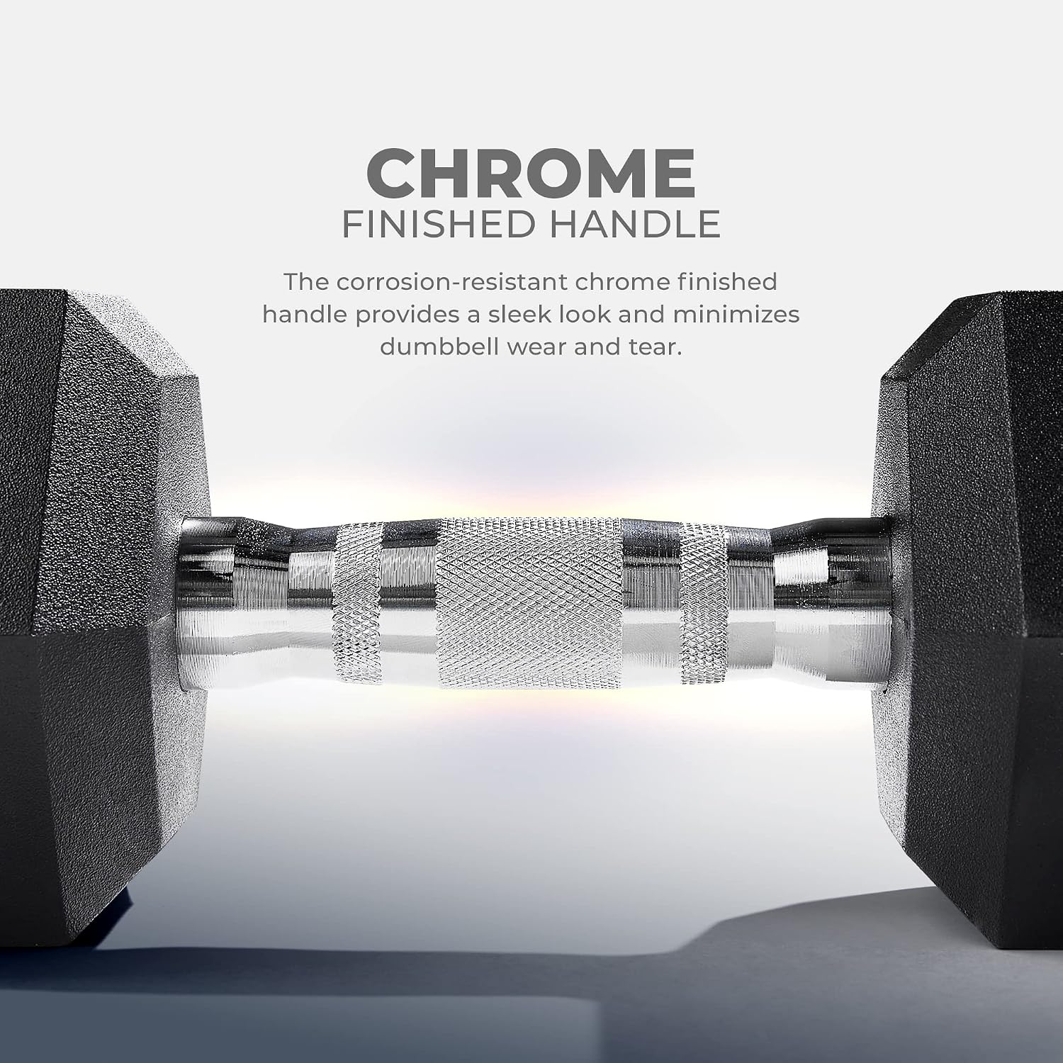 Sunny Health & Fitness Hex Style Dumbbell 5 LBS TO 50 LBS Chrome Handles, Hand Weight for Strength Training, Home Gym, Exercise, Workout Equipment Multiple Size Options