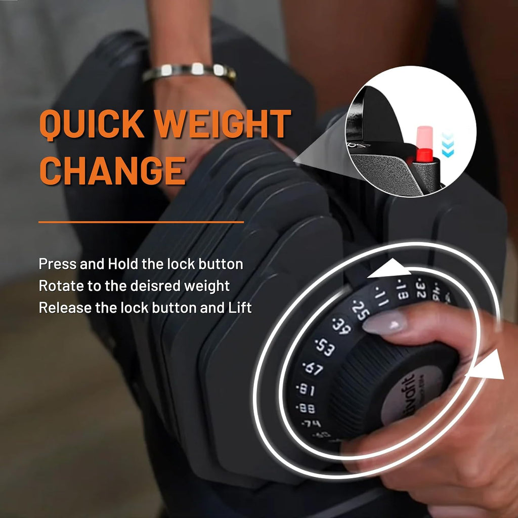 ATIVAFIT Adjustable Dumbbell Set of 2, 5–88LB Quick Dial Free Weights with Double Safety Lock, Anti-Slip Steel Handle & Storage Box, Space Saving Home Gym Equipment for Full Body Strength Training, Suitable for Home Fitness Users