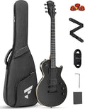 Fesley 39' LP Electric Guitar Kit: Full Size Solid Body Electric Guitars for Beginners with Humbucker Pickups, Poplar Body, Mahogany Neck,22 Frets,6 String Guitar with Gig Bag,Cable,FLP350,Matte,Black