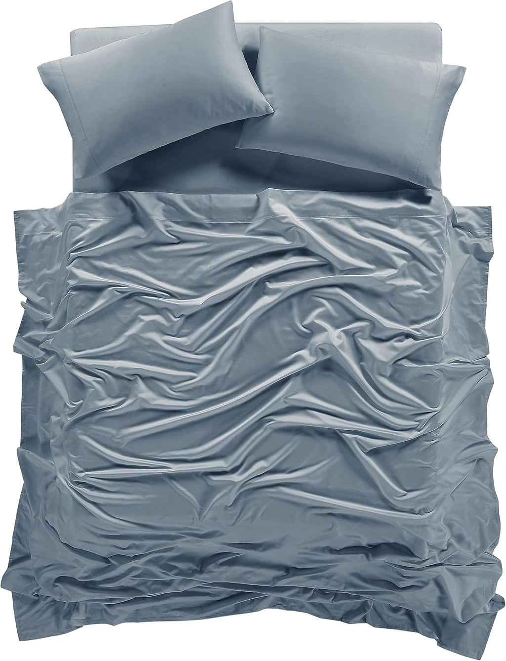 100% Supima Cotton Sheets 600 Thread Count,Bed Sheet Set Queen Size Sheets 4 Pieces,Soft & Silk Sateen Weave, Fits Mattress Up to 18',Deep Pocket, Breathable & Fade Resistant(Blue Grey,Queen)