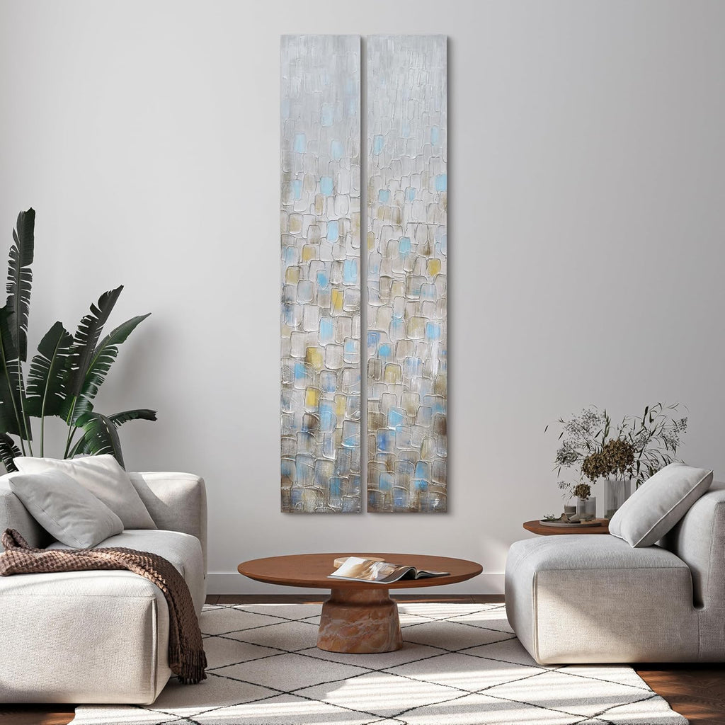 Empire Art Direct Abstract Wall Art Textured Hand Painted Canvas by Martin Edwards, Diptych, 72' x 12' each, Cosmopolitan