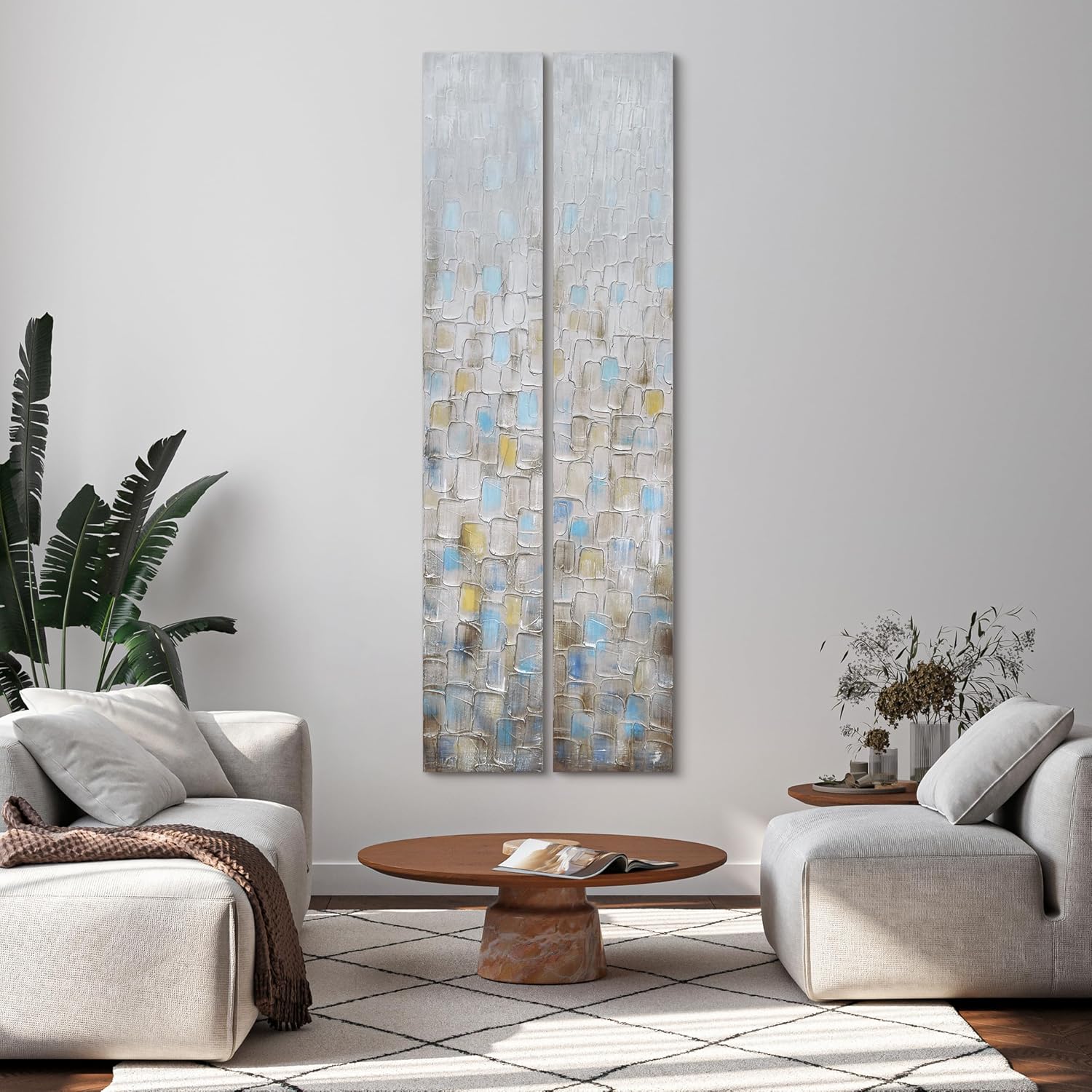 Empire Art Direct Abstract Wall Art Textured Hand Painted Canvas by Martin Edwards, Diptych, 72' x 12' each, Cosmopolitan