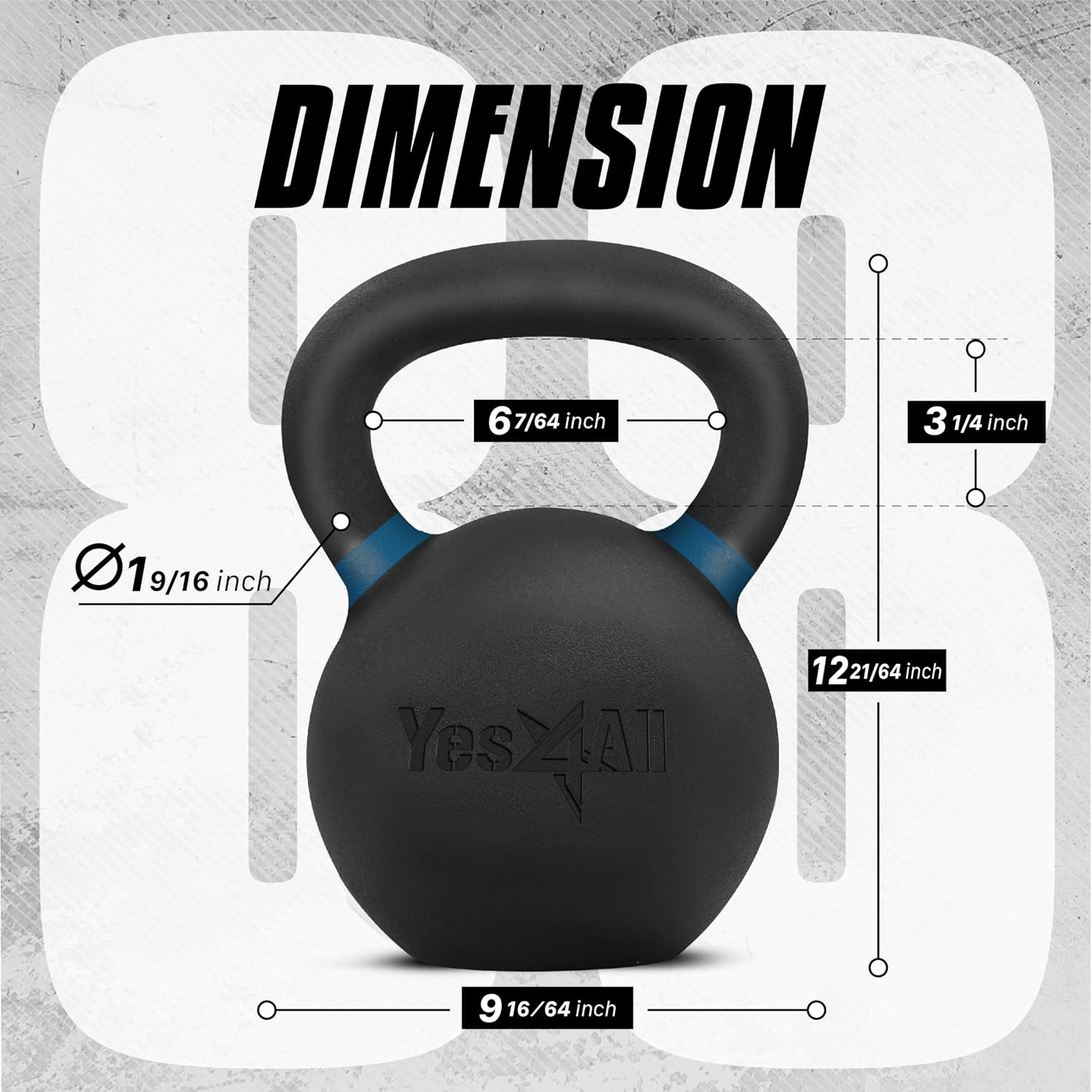 Yes4All Powder Coated Kettlebell, Cast Iron Core Kettlebells with Non-Slip Handle & Flat Bottom for Conditioning, Heavy Duty for Strength Training, 9lb to 71lb - Single & Pair