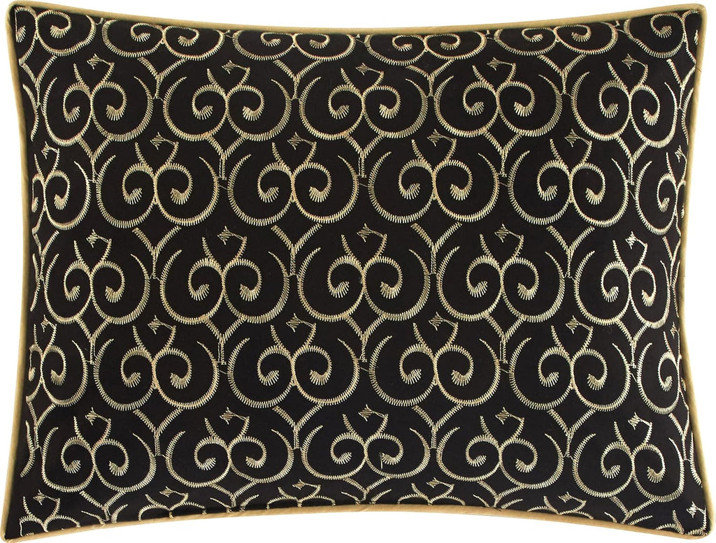Grand Avenue Black/Gold Bed Comforter King Set, 7 Piece, Ultra Soft, Premium Microfiber, Pillow Shams Bedskirt, Jacquard Bedding Set, All Season