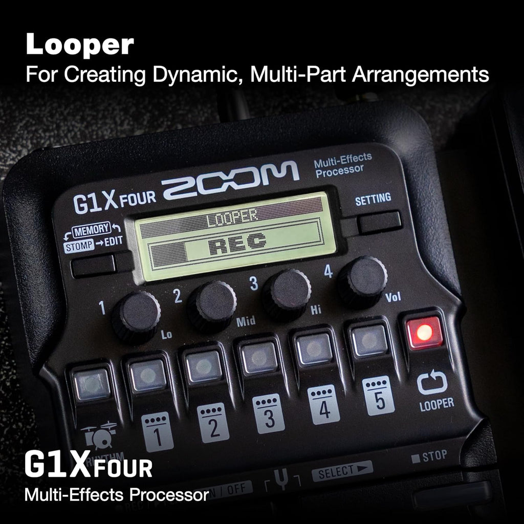 Zoom G1X FOUR Guitar Multi-Effects Processor with Expression Pedal, 70+ Effects & Amp Modeling, Looper, Rhythm Section, Tuner, Battery Powered