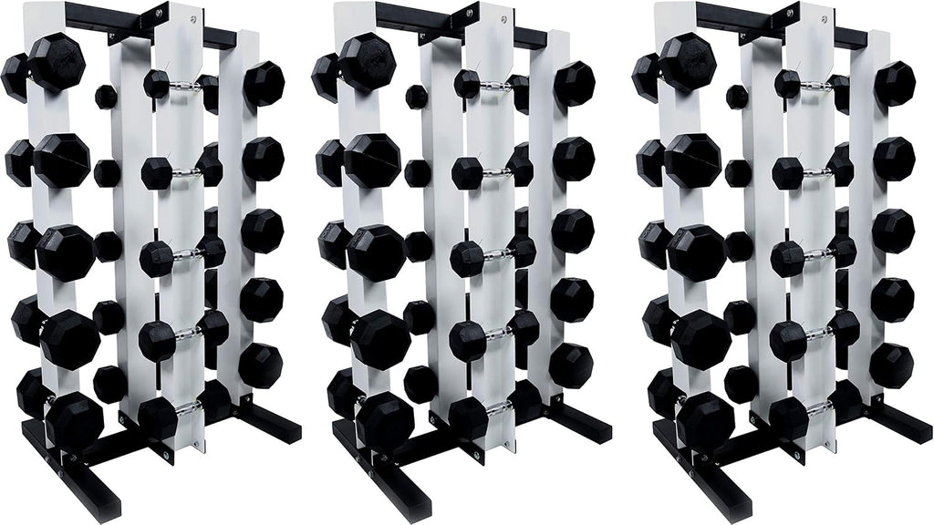 Ader Black Octagon Rubber Dumbbell Set with Rack