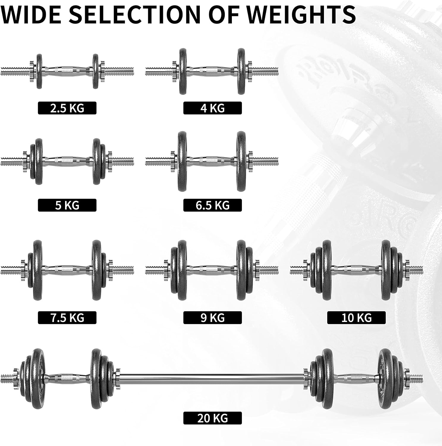 PROIRON 20kg/30kg Adjustable Dumbbells Weights set for Men Women, Cast Iron Dumbell Barbells set, Strength Training Equipment Home Gym Fitness, Hand Weights, Free Weights Bar Bell for Weight Lifting