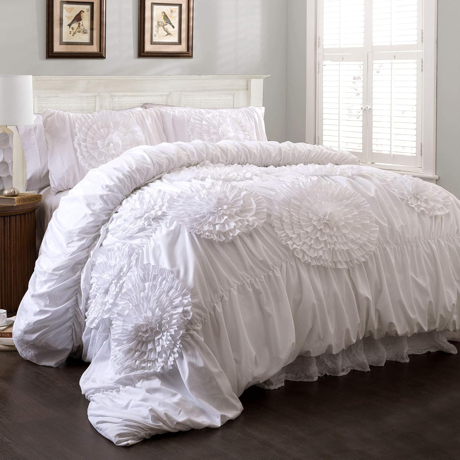 Lush Decor 3 Piece Serena Comforter Set, King, White