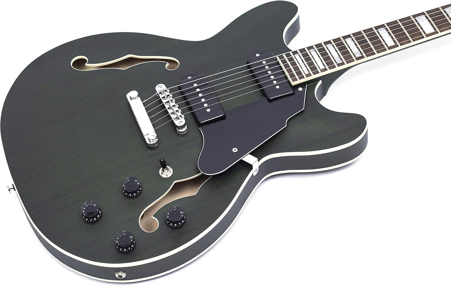 GROTE Electric Guitar Semi-Hollow Body Guitar matte finished P90 Pickups (Green)