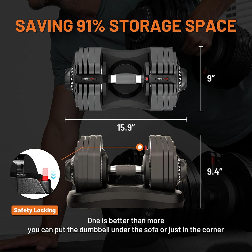 ATIVAFIT Adjustable Dumbbell Set of 2, 5–88LB Quick Dial Free Weights with Double Safety Lock, Anti-Slip Steel Handle & Storage Box, Space Saving Home Gym Equipment for Full Body Strength Training, Suitable for Home Fitness Users