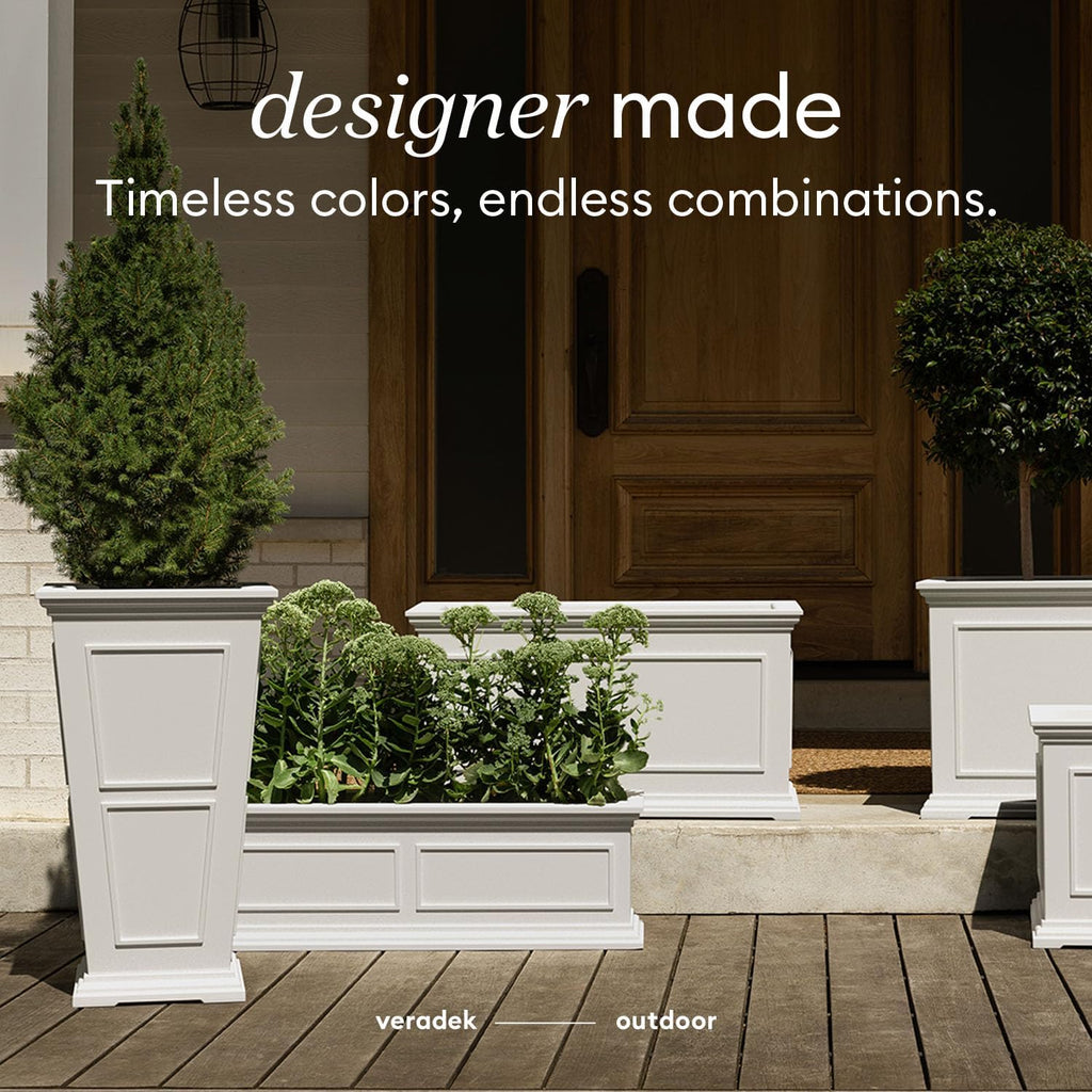 Veradek Brixton Series Tall Planter - Large Outdoor Planter for Front Porch/Patio | Crack-Resistant Plastic for All-Weather Use | Classic Estate Design for Tall Plants, Flowers, Trees