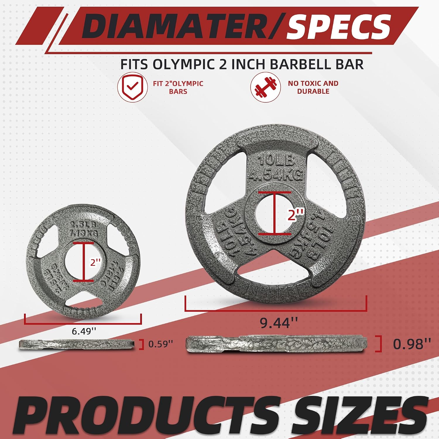 Signature Fitness 2-Inch Cast Iron Barbell Sets