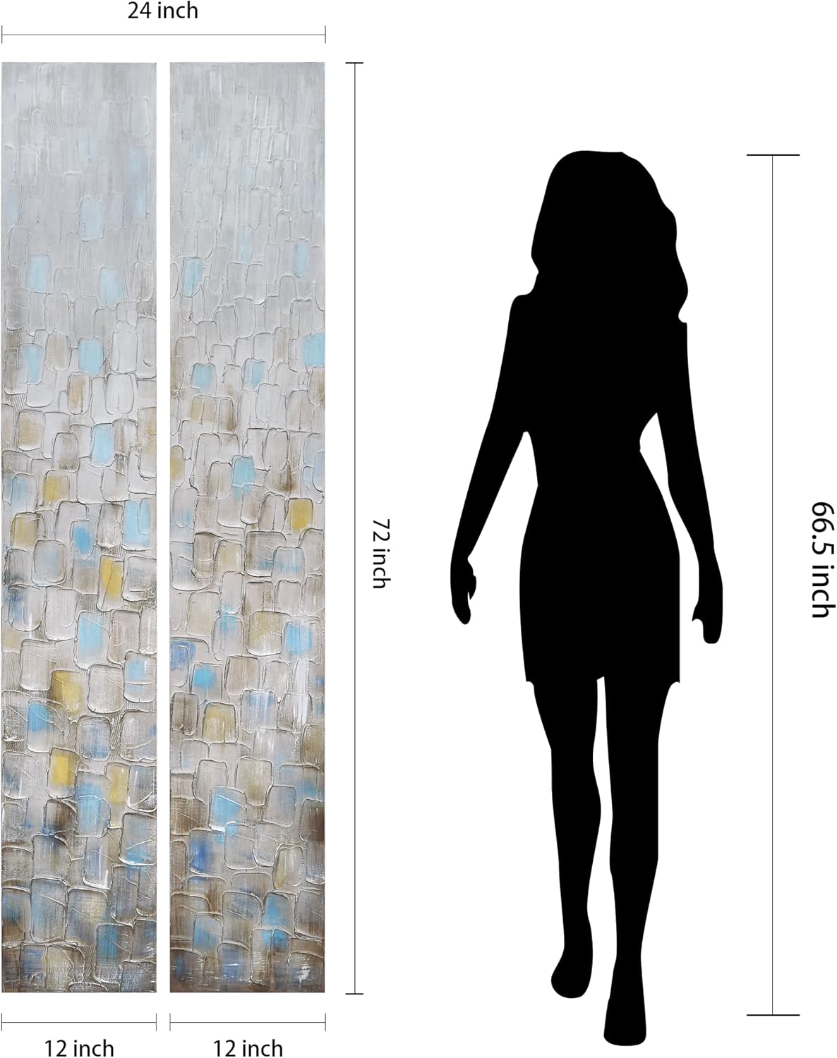 Empire Art Direct Abstract Wall Art Textured Hand Painted Canvas by Martin Edwards, Diptych, 72' x 12' each, Cosmopolitan