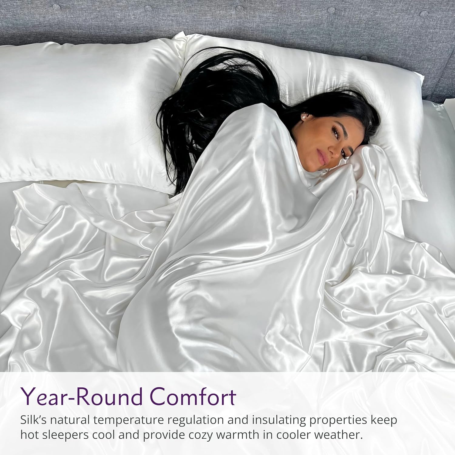 Mulberry Park Silks - 22 Momme 100% Mulberry Silk Sheets - Full Size Bed Set - 16' Pocket - Luxurious Bed Sheets & Pillowcases, Skin-Friendly & Breathable - Charmeuse Silk for Hair Care - White