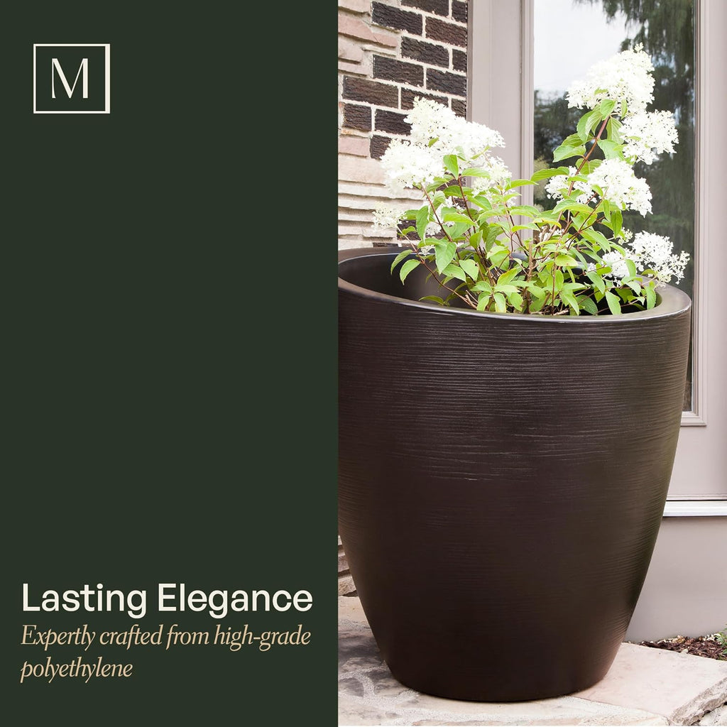Round Mayne Planter with Sloped Top and Textured Finish