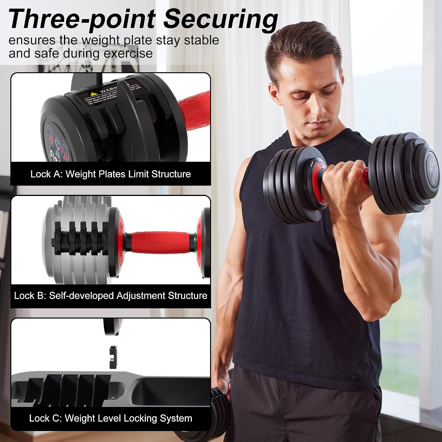 Adjustable Dumbbell Set, 10-in-1 25LB/55LB Ajustable Dumbbells with Safe Locking System, Enclosed Storage Tray, 1 Sec Fast Adjustment, Comfortable Non-Slip Textured Grip, Suitable for Home Gym Workouts Men and Women