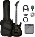 Jackson JS Series Dinky JS11Q Electric Guitar - Transparent Black Bundle with Frontman 10G Amplifier, Gig Bag, Tuner, Strap, Cable, Picks, and Austin Bazaar Instructional DVD