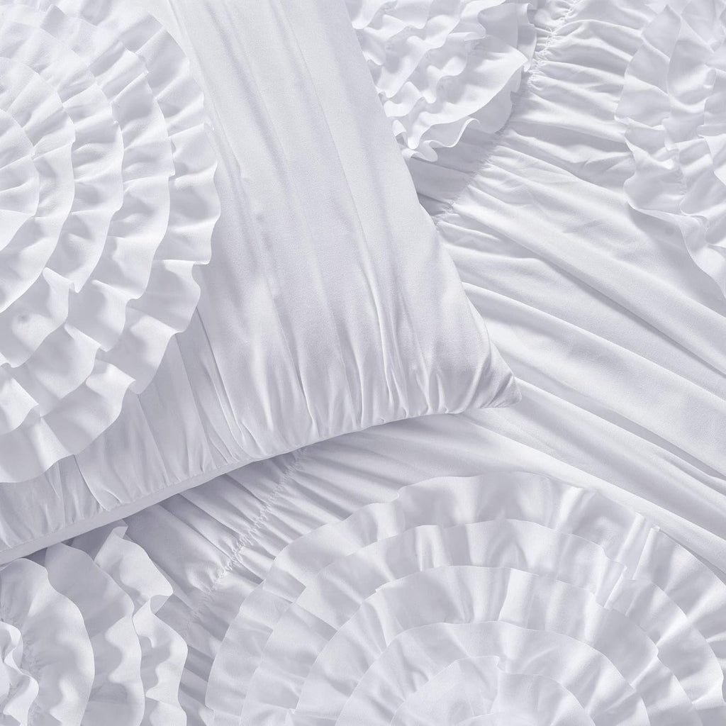 Lush Decor 3 Piece Serena Comforter Set, King, White