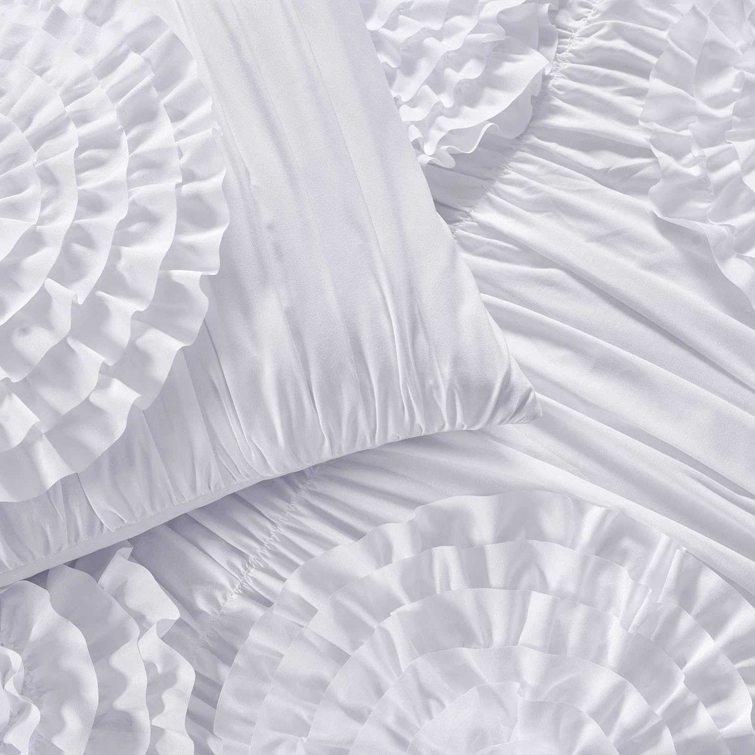 Lush Decor 3 Piece Serena Comforter Set, King, White