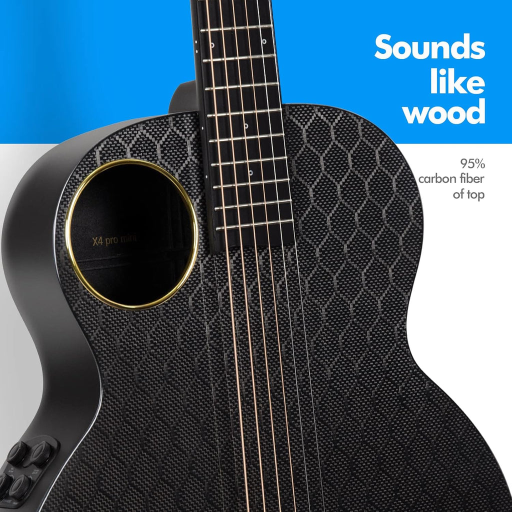Enya X4 PRO MINI Carbon Fiber Acoustic Electric Guitar 36' 3/4 Size Guitar with Built-in Effects & Tuner, Smart Travel Guitar for Beginners & Performers, Portable Mini Guitar Bundle