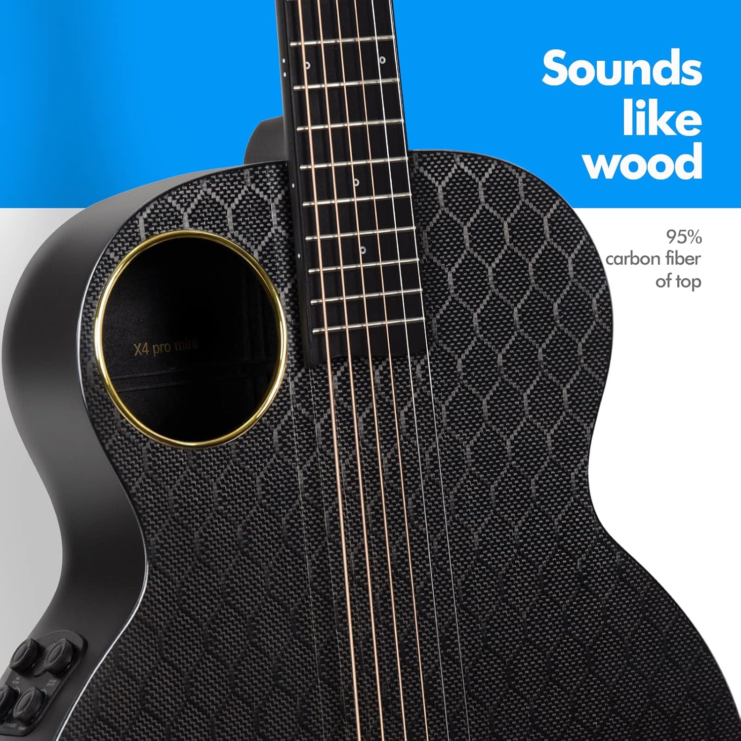 Enya X4 PRO MINI Carbon Fiber Acoustic Electric Guitar 36' 3/4 Size Guitar with Built-in Effects & Tuner, Smart Travel Guitar for Beginners & Performers, Portable Mini Guitar Bundle