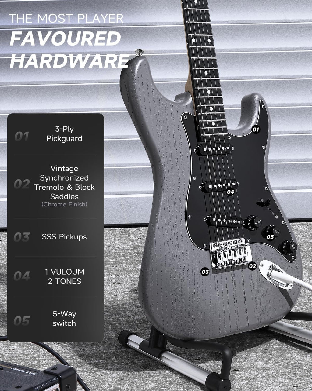 DONNER DST-80 Electric Guitar 39' Beginner Electric Guitar Kit with Amp, Classic SSS Pickup Complete with Gig Bag, Tuner, Capo, Strap, Picks, and Free Online Lessons
