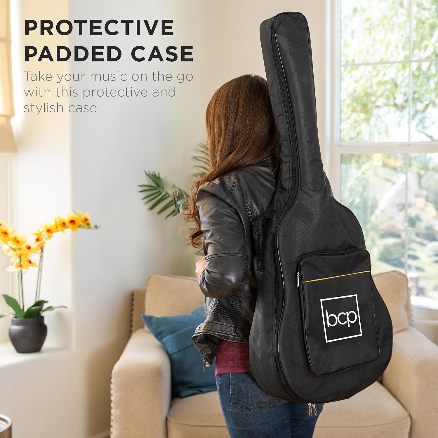 Best Choice Products 41in Full Size Beginner All Wood Acoustic Guitar Starter Set w/Gig Bag, Strap, Capo, Strings, Picks - Sunburst