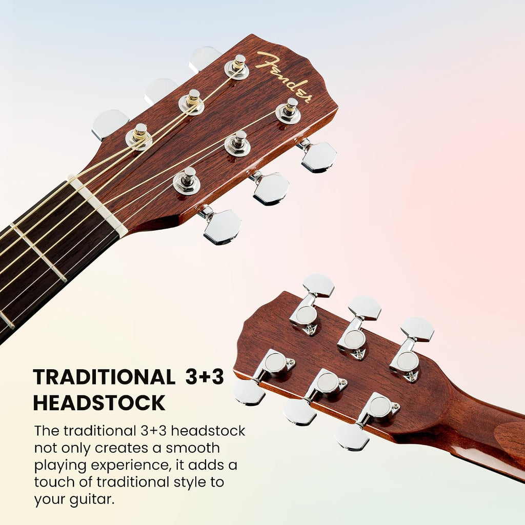 Fender FA Series Dreadnought Acoustic Guitar - Natural Bundle with Gig Bag, Tuner, Strap, Strings, Picks, and Austin Bazaar Instructional DVD