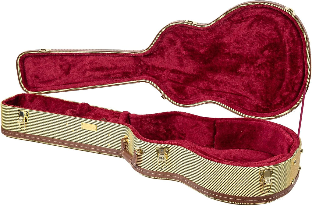 Crossrock Hard-Shell Wooden Case fits 12-Fret 00 Style Acoustic Guitar-Vinyl Tweed (CRW620-0012TW)